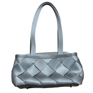NEW Maggie Bags Chic Silver Gray Woven Seatbelt Purse Shoulder Bag